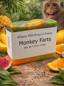 Monkey Farts Soap Bar Net Wt. 4.55oz 128g Natural Ingredients Fun Fruity Scent for Unique Bath Experience