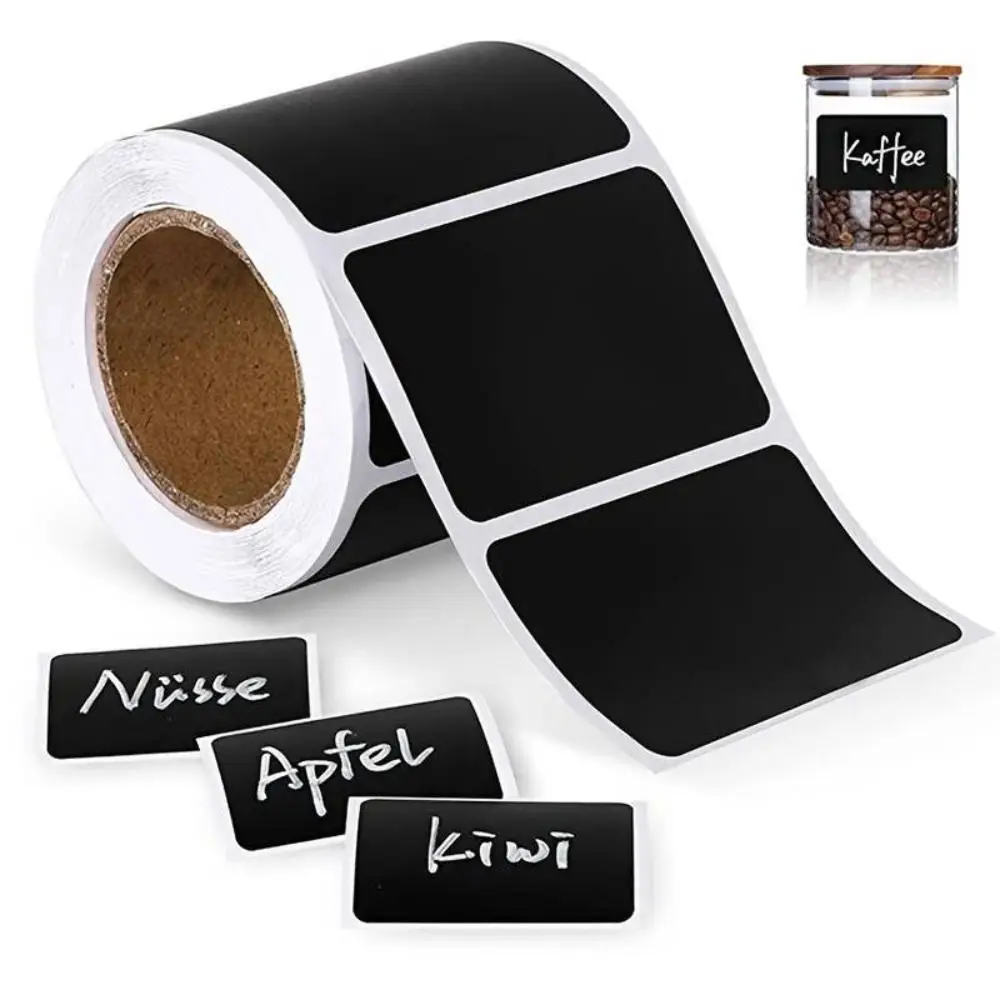 Removable Replaceable Blackboard Label Sticker, 120pcs/roll Square Solid Color Decorative Sticker for Jar Bottle, Label Stickers, Kitchen Accessories
