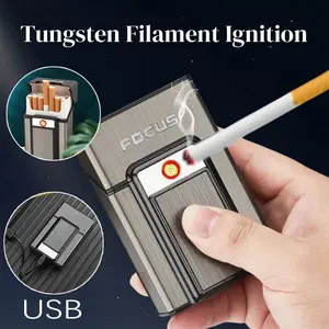 Aluminum Alloy Lighter, Built-In Usb Charging, Standard Ejector Box Holder, Flameless And Windproof Lighter