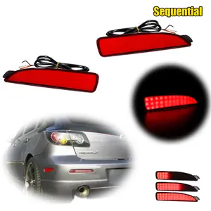 2PCS Red LED Rear Side Marker Sequential Signal Lights Assy For Mazda 3 2004 2005 2006 2007 2008 Replace OEM # D350515L0E D350515M0E D350-51-5L0E D350-51-5M0E