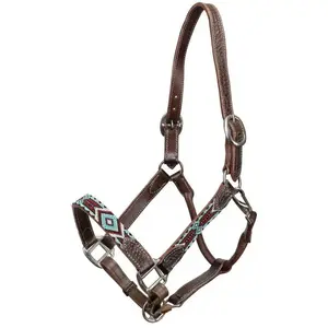 Western Beaded Leather Halter