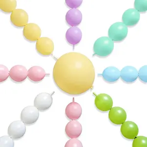 PartyWoo Pastel Linking Balloons 100pcs 6 Inch Pastel Rainbow Link Balloons for Baby Shower Gender Reveal Engagement Bachelorette Easter Bridal Shower Anniversary Birthday Party Decorations