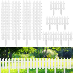 48 Pack White Fence with 48 Fence Insert Lawn Picket Fence Border Fence Decorative Fence Panels for Landscape Path Flowerbeds Yard, 6.69'' L x 7.87'' H