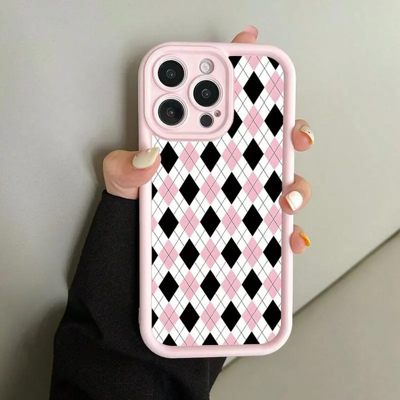 Fashionable Lattice Pattern Phone Case, Anti-drop Shockproof Protection Phone Protective Cover Protector, Phone Accessory Compatible with iPhone 6 7 8 X XR XS 11 12 13 14 15 Pro Max, Casing, Smartphone, Cellphone