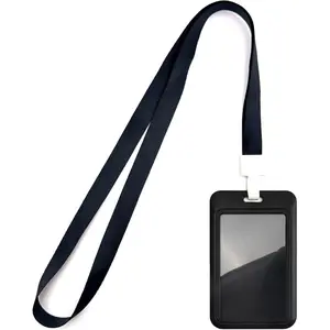 ID Badge Holder with Lanyard Black Lanyards with Clear Window ID Card Holder for Office School Credit Cards Proximity Key Cards Drivers Licenses and Passes Office Supplies