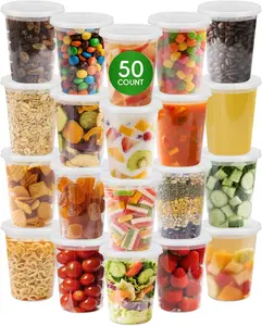 50 Pack 32 oz Plastic Food Containers with Lids BPA Free Stackable Leakproof Deli Containers for Meal Prep Slime Soup Microwave Freezer...