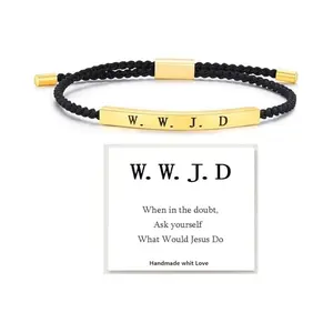 WWJD Braided Rope Bracelet - Unisex Adjustable Fit Faith Jewelry, Daily Anchor Bangle Gift