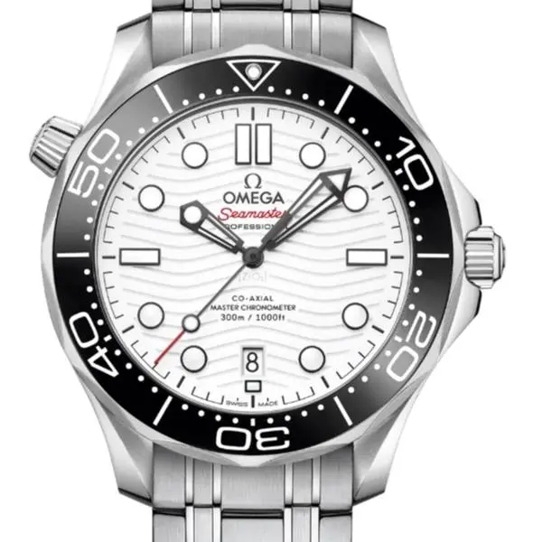 Omega Seamaster White Dial with Steel Bracelet, 42mm, Automatic, Stainless Steel