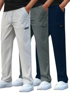 Men’s Casual Straight-Leg Lightweight Work Pants, 3-Pack, Spring/Summer
