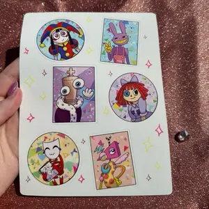 Circus fanart vinyl sticker sheets, and mini button sets