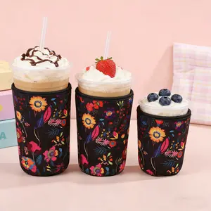 3PC Iced Coffee & Cold Soda Insulated Neoprene Cup Sleeve，Reusable Neoprene Insulator Sleeve，Durable Drink Sleeve，Beverage Holder for Iced Coffee，Coffee Coolies sleeves for Iced & Hot Drinks, Cold Beverage Cooler Compatible with Starbucks Coffee and More