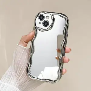 Creative Wave Design Phone Case,New Glossy TPU Case, Mirror,mirror case, Compatible with Iphone 16 Pro Max, 15/14 Plus, And 13/12/11.  Featuring a Stylish And Contemporary Design, Premium Case Suitable for Both Men And Women. Protection Cellphone