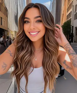 HMHIFI Brown Highlights Blonde Wig with Tangle Free Protein Heat Resistant Fiber