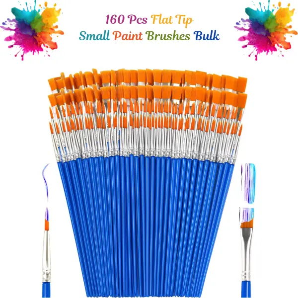 Small Paint Brushes Bulk, 160 PCS Paint Brush Set for Kids, Acrylic Paint Brushes, Flat & Round Paint Brushes, Watercolor Paint Brushes, Canvas Painting Brushes, Face Paint Brushes, Classroom Art Supplies