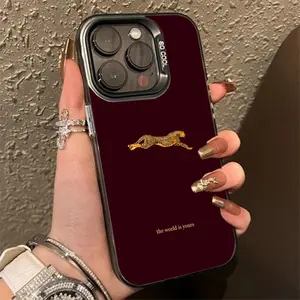 Fashion Leopard Wine Red Pattern Phone Case For iPhone 11 12 13 14 Plus 15 16 17 Air Pro Max 16E Shockproof Protective Hard Phone Cover