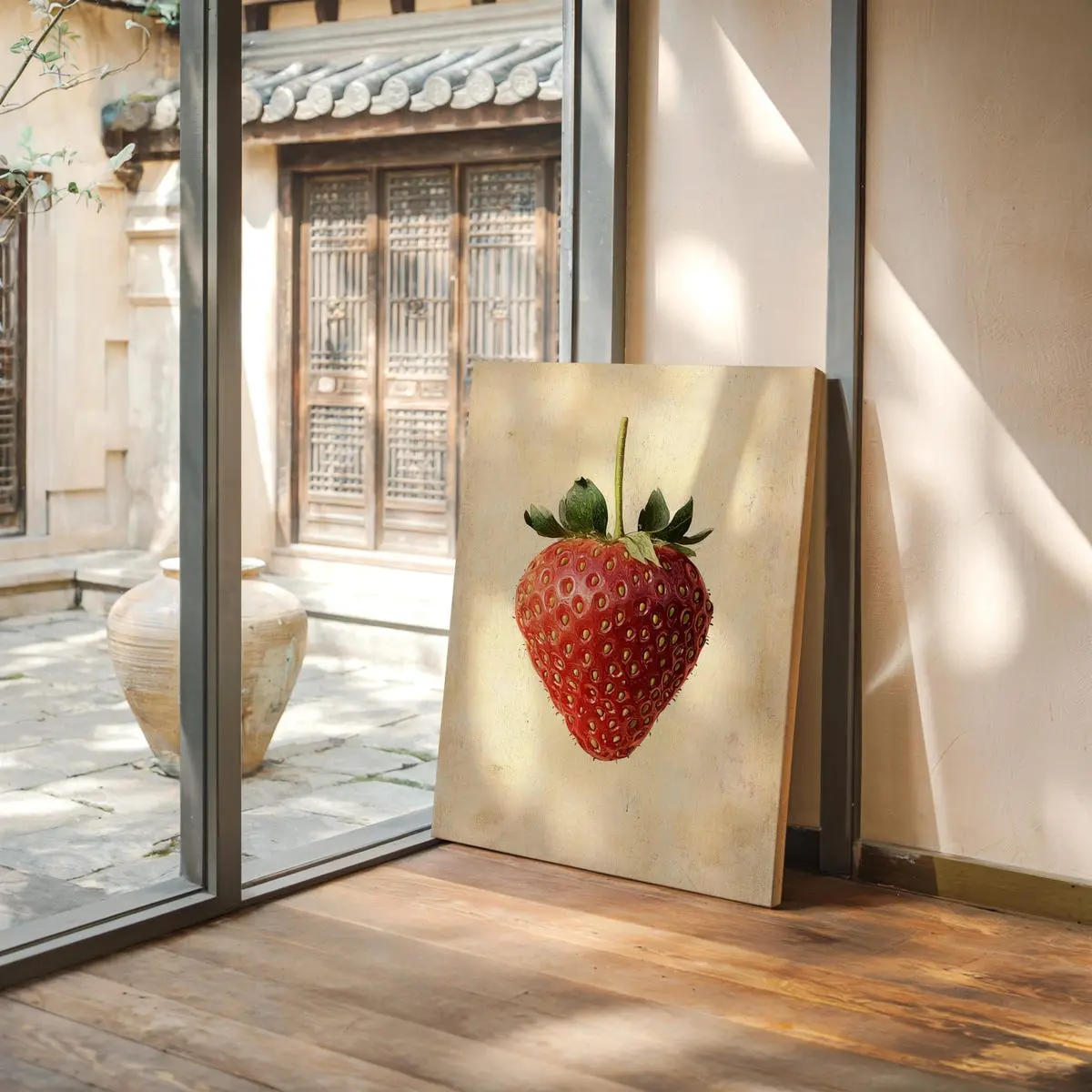 Vintage Strawberry Wall Art, Rustic Fruit Print, Botanical Kitchen Decor, Farmhouse Strawberry Painting, Country Home Artwork, Unframed