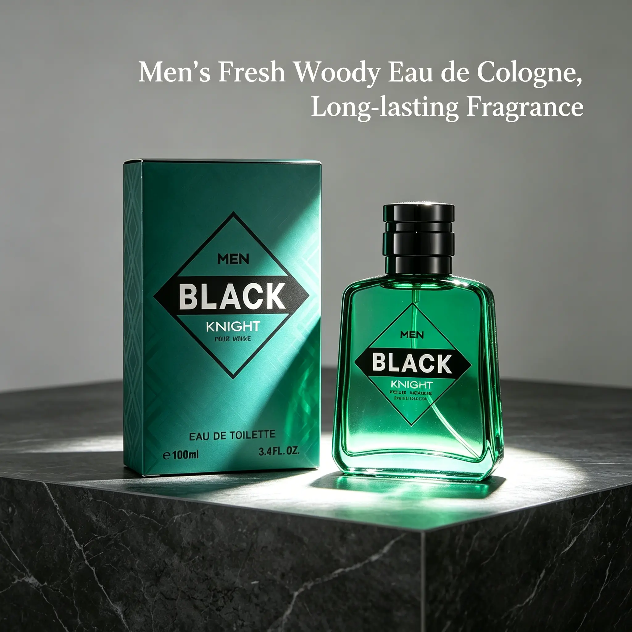Green Black Knight Pour Homme Perfume 3.4FL OZ Woody Amber Fragrance with Fresh Citrus Orange, Lavender, Eucalyptus & Pink Rose Scent All Day Wear Men’s Colognes Complete Perfume Gift Box for Boyfriend Husband