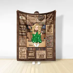 Personalized Book Lover Blanket, Warm Soft Blanket For Women, Just A Girl Who Loves Books, Gift For Daughter, Gift For Bookworm Book Club