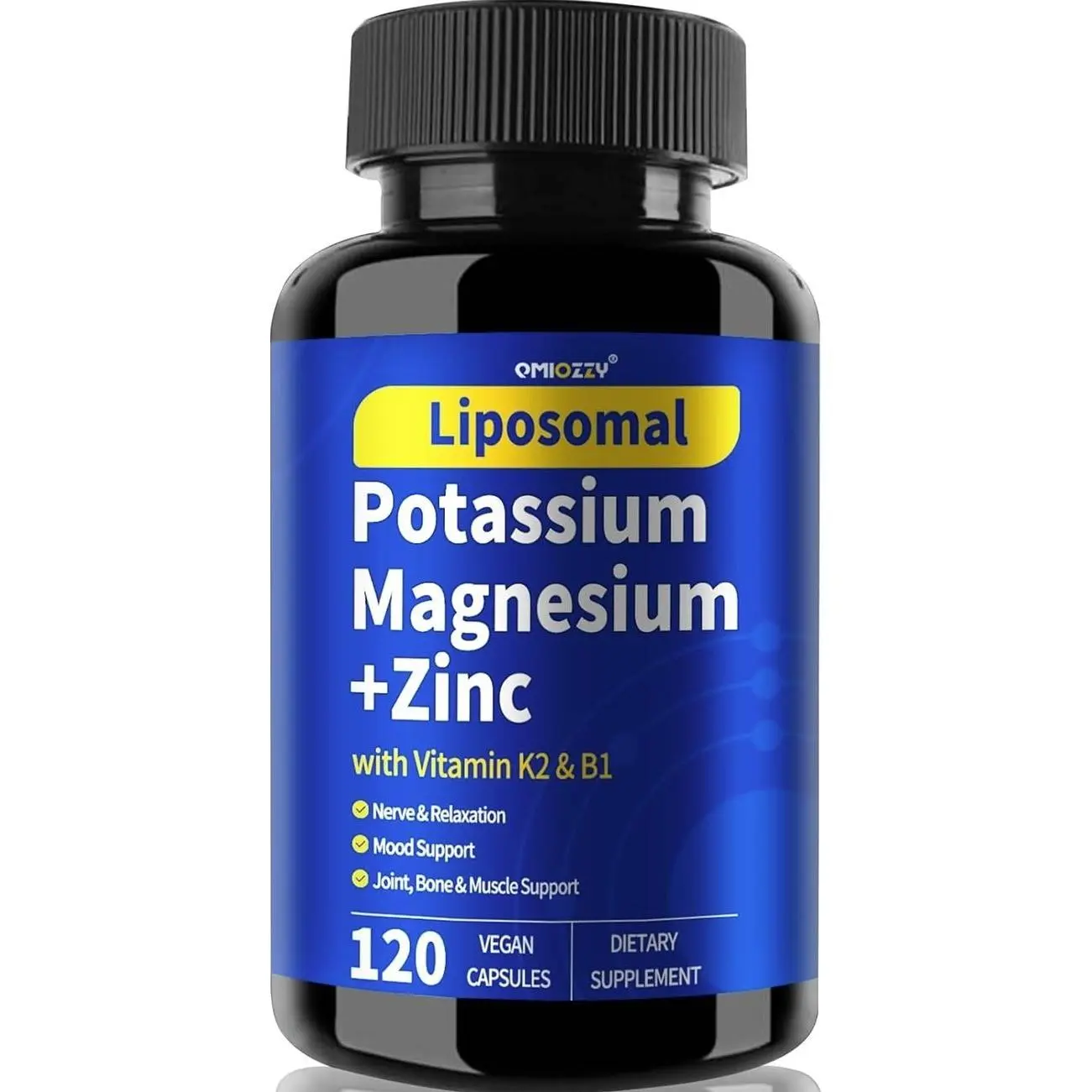 Potassium Magnesium Supplement, 1600mg Liposomal Magnesium Aspartate, Potassium Chloride, with Zinc, K2, Vitamin B1 for High Blood Pressure, Support Vascular, Bone & Leg Cramps, 120 Veg Capsules