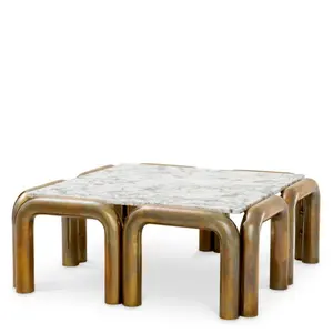 Eichholtz Timeless Minimalist Modern Marble Square Coffee Table