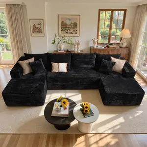 【Summer Vibes】XIZZI 135" U-Shape Sectional Cloud Couch with Chaise Modular Deep Seating Sofa, Premium High-Density Foam & Plush Corduroy, Upholstered Soft Couch, Modern Living Room Furniture Durable Comfortable Design, No Assembly Required