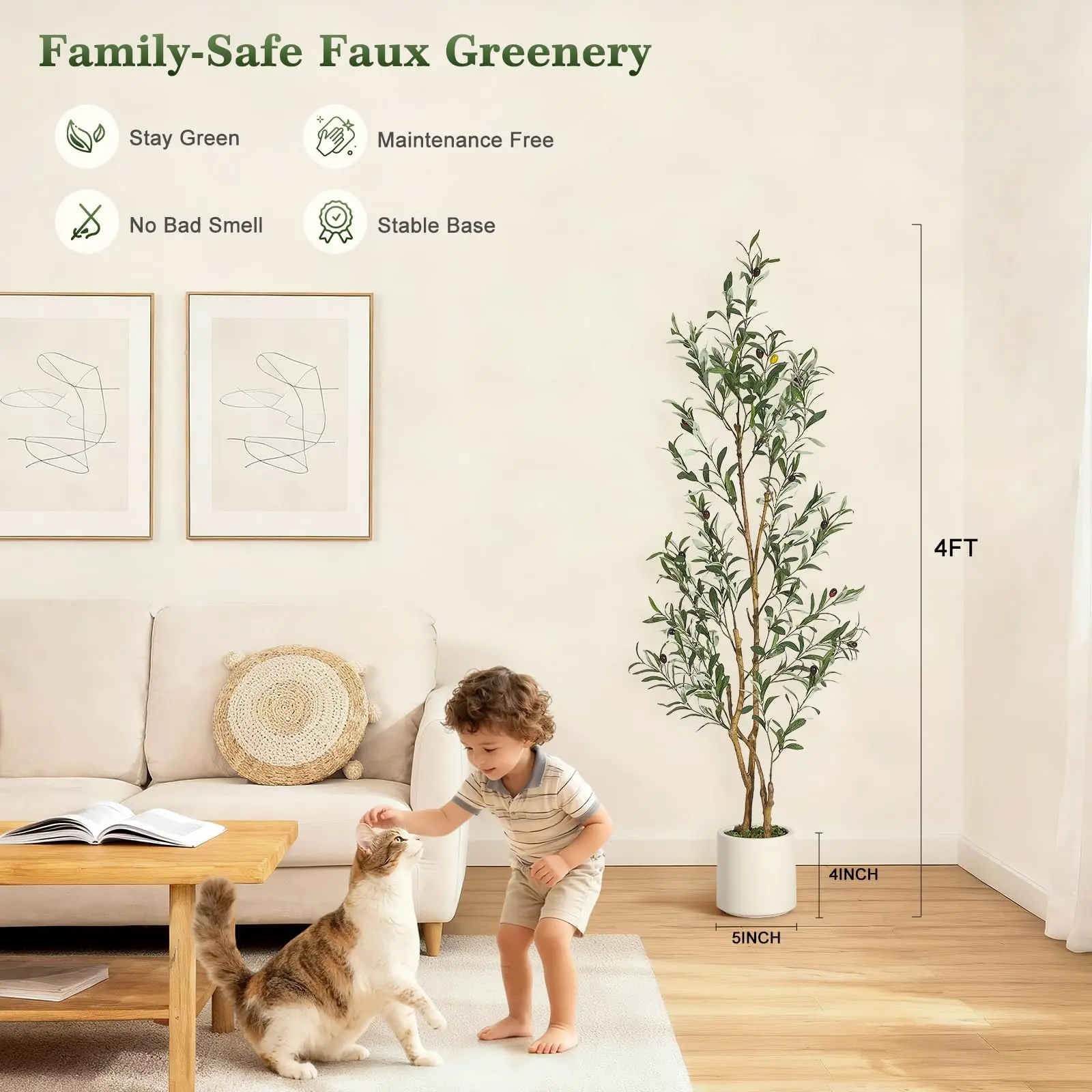 4ftH Olive, White Basin