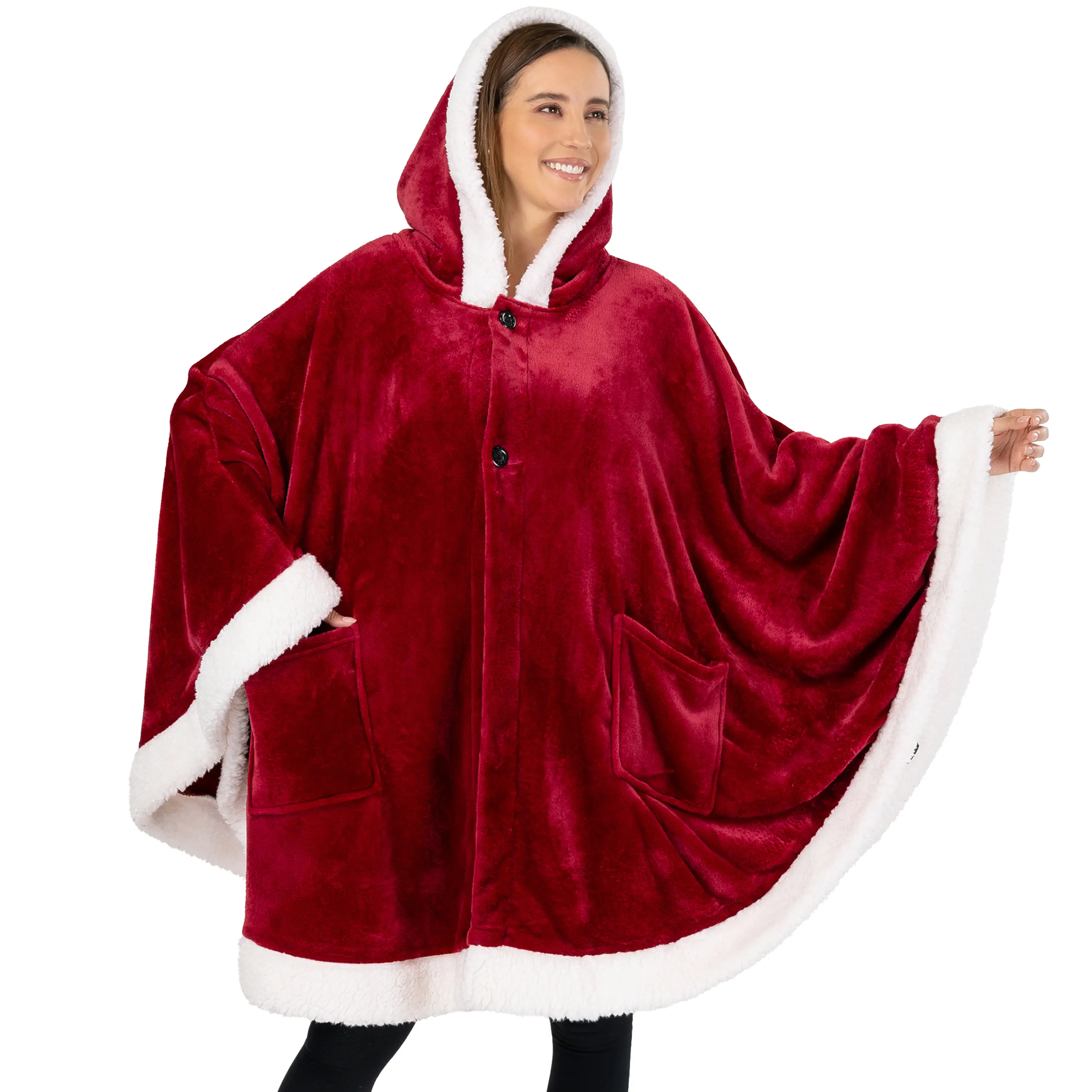 PAVILIA Sherpa Fleece Wearable Blanket for Adult Women, Cozy Plush Blanket Poncho Cape with Hood, Super Soft Shawl, Angel Wrap Throw for Office