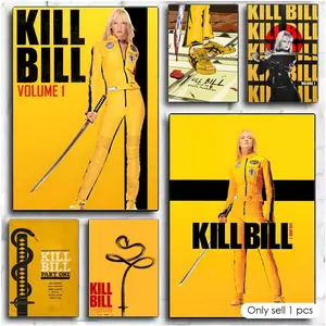 K-Kill B-Bill movie Painting Calligraphy Premium Textured Canvas Wall Art Poster – High-Quality Fabric Print with Rich Color & Matte Finish, Modern Aesthetic Decor for Living Room, Bedroom, Office & Creative Interior