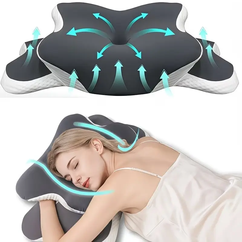Supportive Contoured Ergonomic Memory Foam Soft Neck Pillow for Side Sleepers and Back Sleepers, Sleep Aid Pillow, Valentine's Day Gift, Birthday Present