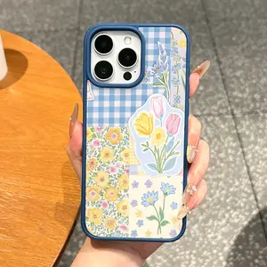 Premium Magnetic Case for iPhone11/12/13/14/15/16/17/promax Spring Gingham Florals MagSafe Ready,Anti-Fall,Ultra-Thin Design|Perfect for Everyday Use