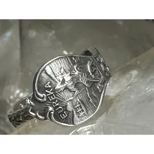 Eureka California spoon ring Mission ring Humboldt State Capital band size 5.25 sterling silver