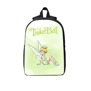 This 17-inch laptop backpack features a fairy-themed print and is crafted from durable polyester. It is equipped with breathable shoulder straps, two-way zippers, and side pockets—making it an ideal choice for travel and fans alike.
