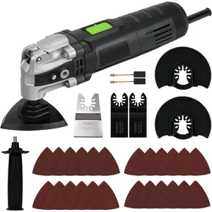 3.5A 6 Variable Speed Oscillating Multi Tool Kit with Quick Clamp System Change and 30 count Accessories, Oscillating Angle:4? for , Sanding, Grinding