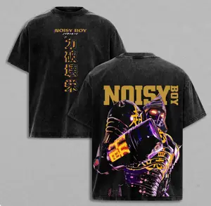 Real Steel Noisy Boy Robot Boxing Fight Scene – Vintage Washed Graphic Tee, Oversized Heavyweight Movie Shirt, Large Back Graphic, Cyberpunk Style Streetwear, High-Quality Cotton Fabric, Unisex, Movie Merch, Gift For Movie Lover