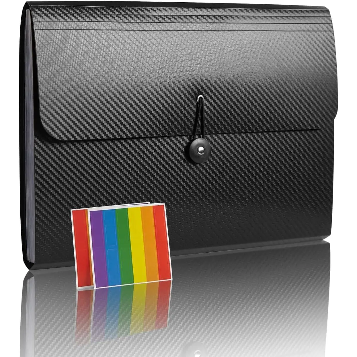 13-Pocket Expanding Accordion File Folder - Aesthetic Black Paper Files Organizer for Work, Home Office Stationery & Documents