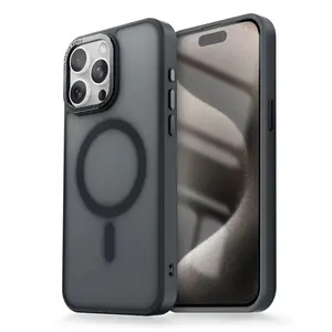 SUPFINE Magnetic Smartphone Casing for iPhone 13 Pro Max, MagSafe-Compatible Military Grade Drop Protection Translucent Matte Shockproof Cellphone Devices Accessories Cover, Black