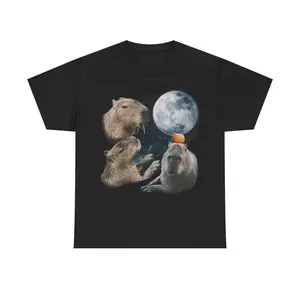 Three Capybaras Vintage 90s Graphic Shirt, Capybara Tee, Capybara Lover Shirt, Grey Capybara Washed Oversized Tee, Distressed Retro Shirt Cotton Fabric