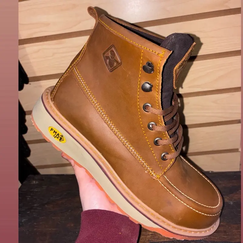Zapato De Trabajo PMA- Crazy Miel Waves Naranja Marfil Con Casco