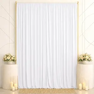 Spandex Backdrop Curtain White 10ft x 14ft, 4-Way Stretch Wrinkle-Free Photo Booth Backdrop with Rod Pockets for Wedding & Events