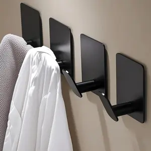 4-Pack RV Adhesive Stainless Steel Wall Hooks, Multi-Purpose Hooks for Camper & RV, Ideal for Hanging Towel Keys Bags, Great for RV Bathroom Kitchen Accessories (Matte Black)