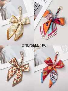 European and American Cross-Border Custom Bag Charm, Butterfly Knot Bag Pendant, Silk Scarf Weaving Keychain, All-Season Accessory, Stylish Backpack Charm, Trendy Bag Charms