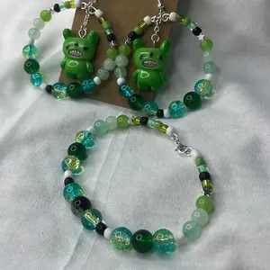 Handcrafted 2-Piece Alien Monster Jewelry Set - Earrings and Bracelet