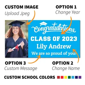 2D Flat Banner 1pc, Personalized Graduation Backdrop with Custom Name