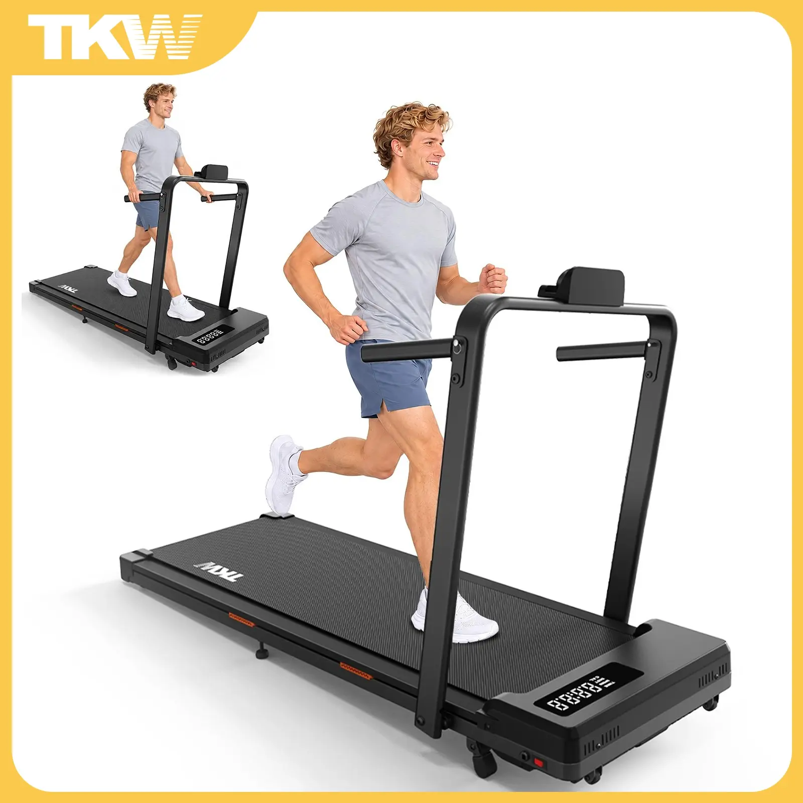 TKW Portable Walking Treadmill, 5% Adjustable Incline, LED Display & Remote Control, Unisex Compact Running Workout Gear for Home Office Small Spaces