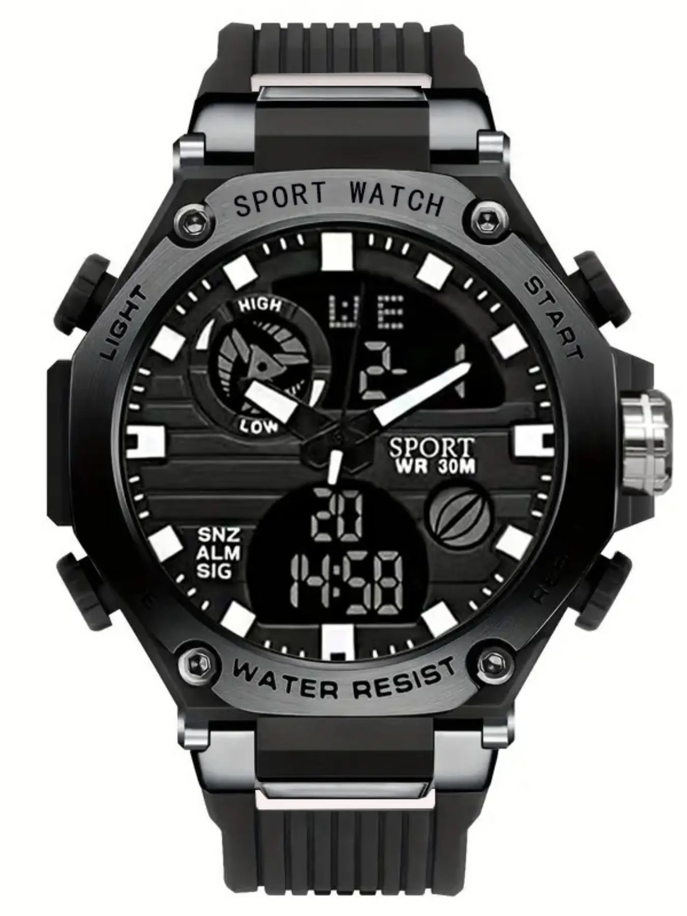 Men's Outdoor Waterproof Digital Watch, Multifunctional Digital Watch, Tactical Military Style, LED Stopwatch, Calendar, Alarm, Dual Display, Digital Analog Watch, Dial, Casual Fashion, Waterproof Watches