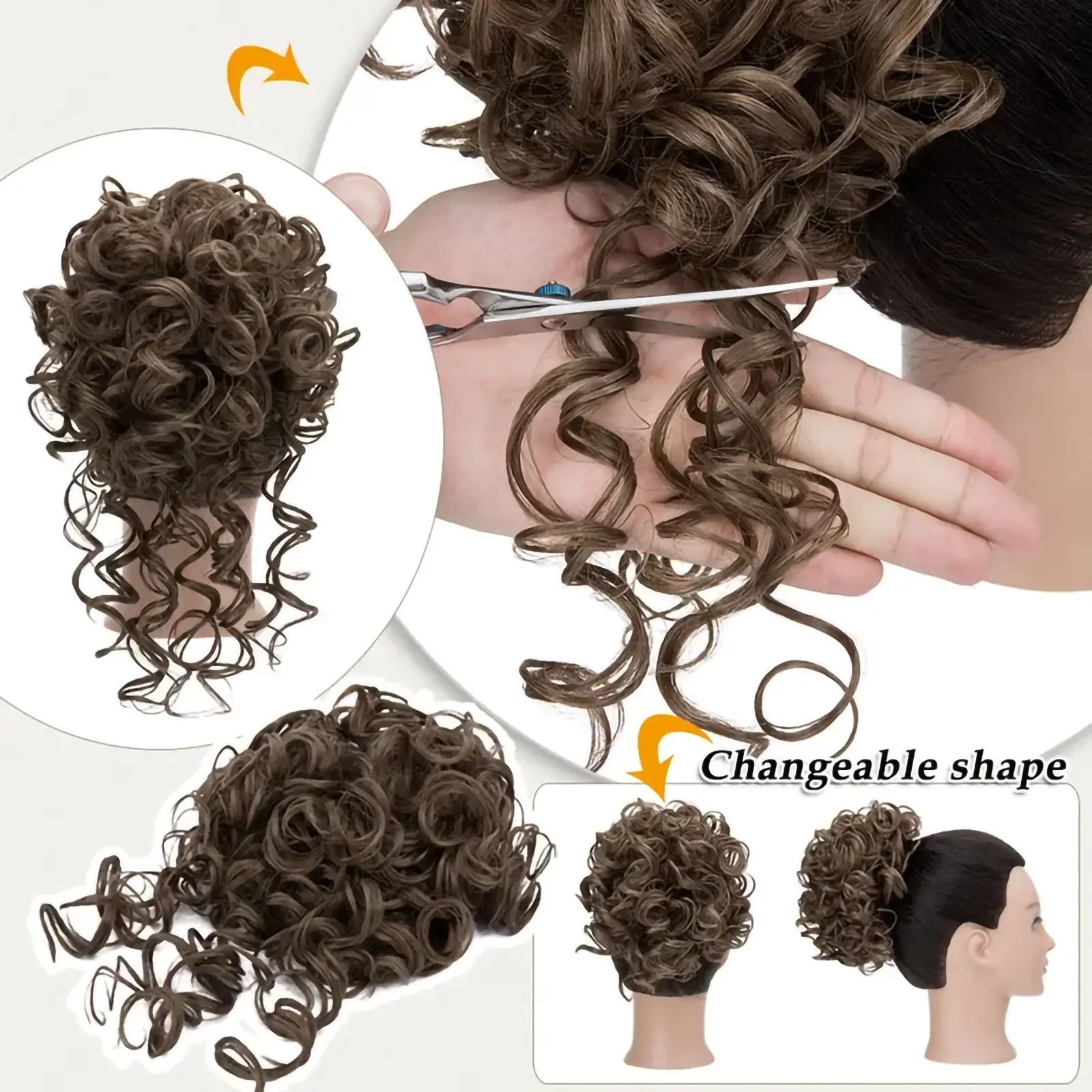 Messy Bun Hair Piece Fluffy Curly Wavy DIY Wrap Around Ponytail Updo for Women Throw it up in a messy bun or leave it all down, the choice  main image 2
