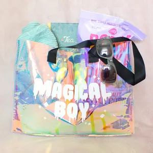 Magical Boy Holographic Tote Bag. Large Rainbow Waterproof Bag. Plastic