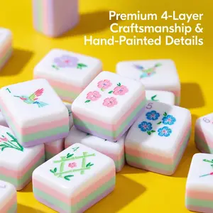 Luxury Lavender Acrylic American Mahjong Set with 160 Crystal Clear Tiles Premium Travel Carrying Case and Drawstring Bag for Home Games Gifts and Storage Best gift Mahjong Fun