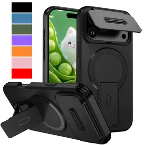 Shockproof Armor Flip Camera Protect Phone Case For iPhone 17 16 15 14 13 12 Pro Max For Fold Stand Cover