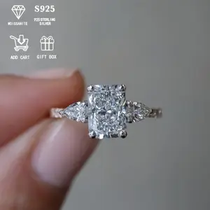 Elegant 2ct Radiant Moissanite Engagement Ring - Hypoallergenic S925 Silvery, Perfect for Weddings & Anniversaries, Includes Certificate & Luxury Gift Box christmas gifts for gf
